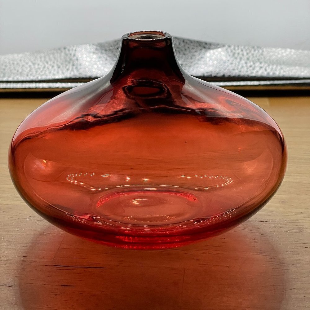 IKEA Vintage 2000 Salong Cranberry Red Glass Round Bud Vase Johanna Jelinek
